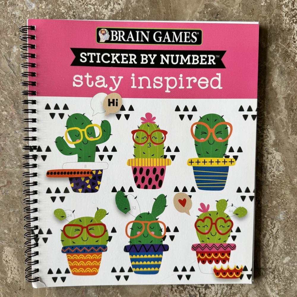 Sticker by Number Stay Inspired ~ Brain Games Sticker Book ~ All Ages